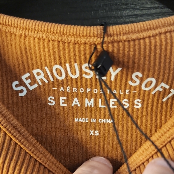 Aeropostale Orange Ribbed Crop Tank Top - Picture 2 of 3